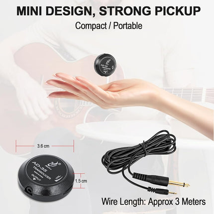 MUZTOP Guitar Pickup with Volume Control, Piezo Pickup Contact Microphone Transducer Pickup for Acoustic Guitar, Violin, Mandolin, ukulele, Banjo, Cello, Kalimba, Harp and More
