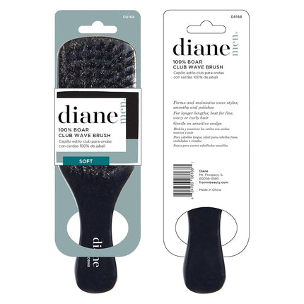 Brosse Club Diane 100 % poils de sanglier pour les ondulations et le lissage - Démêlant pour cheveux fins à moyens pour hommes et femmes, redonne de la brillance, douce pour le cuir chevelu