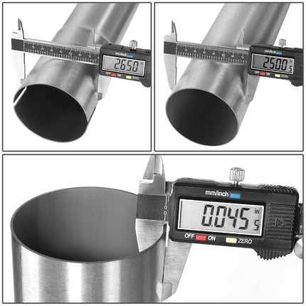 DNA MOTORING ZTL-PP-25-0-SS 18 Inch Straight Tube DIY Stainless Steel Exhaust Tubing,2.5" OD,Universal Fit,Polished Finish