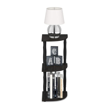 Furinno TURN-N-TUBE Corner Shelf, 3-Tier Corner Bookshelf, Display Storage Shelves with Open Shelves, Classic Tubes, for Organization and Storage, Living Room, Home Office, Espresso