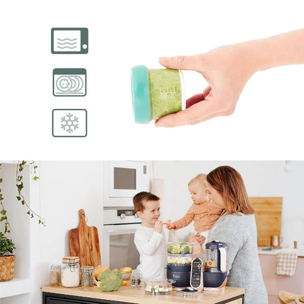Babymoov Glass Babybols, Set of 4 x 220 ml Food Storage Containers - Airtight & Rewritable Lids