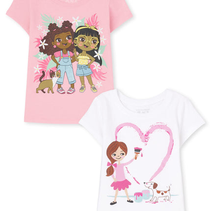 The Children's Place Girls' Girl Graphic Short Sle