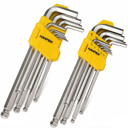 Hanpex Long Arm Hex Key Allen Wrench Set with Ball