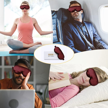 ZIMASILK Adjustable 22 Momme 100% Mulberry Silk Sleep Mask (Burgundy)