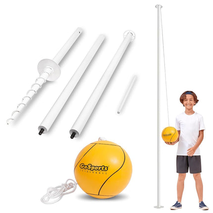 GoSports Tetherball Game Set, Complete Tetherball Setup with Ball, Rope and Pole - Great for Backyard Fun