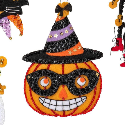 Bucilla 89276E Felt Applique Ornament Kit, Vintage Halloween, Set of 6