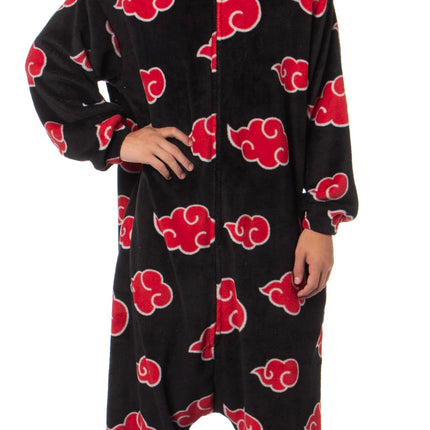 Bioworld Naruto Kigurumi Shippuden Akatsuki Red Clouds Anime Adult One Piece Costume Pajama Union Suit for Men and Women, Cloudv1, L-XL