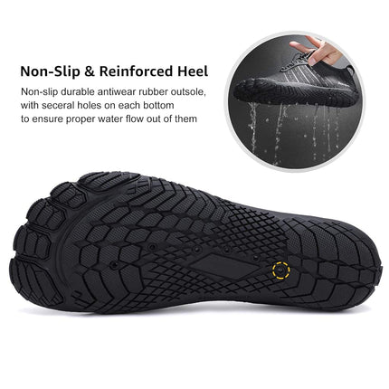 Racqua Water Shoes Quick Dry Barefoot Beach Aqua Sport Swim Surf Pool Hiking Diving Walking for Men Women Black EU 43=UK 10