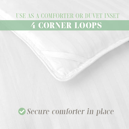 Elegant Comfort Premium Hotel Quality 1200 Thread Count 100% Egyptian Cotton, Juego de edredón de algodón de 3 piezas a rayas con relleno alternativo de plumón - Acolchado - Relleno de edredón con 4 pestañas en las esquinas, King, Blanco