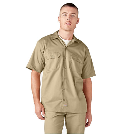 Dickies Mens Short-Sleeve Work Shirt, 3XT, Dark Brown