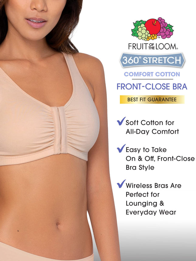 Soutien-gorge de sport intégré à fermeture avant Fruit of the Loom pour femme, opaque, Lilas doux/Blanc/Velours violet, 38 (Paquet de 3)
