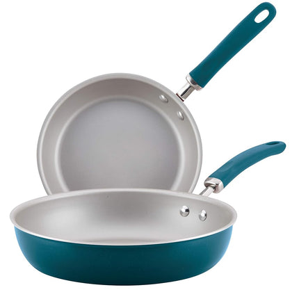Rachael Ray Create Delicious Nonstick Frying Pan Set/Fry Pan Set/Skillet Set - 9.5 Inch and 11.75 Inches, Blue