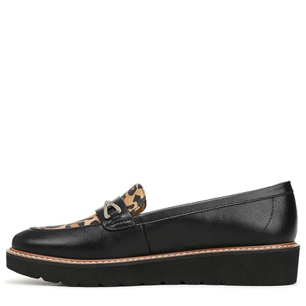 Naturalizer Women's Elin Loafer Flat, Black/Leopard Faux Leather, 6.5 Wide