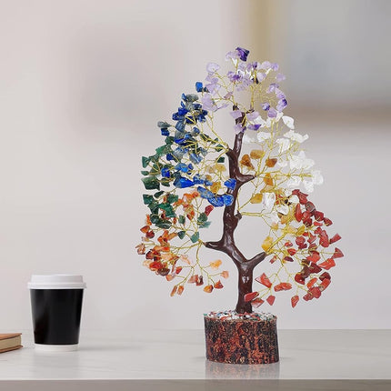 Chakra Tree of Life - Crystal Tree for Positive Energy - Seven Chakra Tree - 7 Chakra Tree, Money Tree, Feng Shui Decor, Chakra Stones, Crystals and Healing Stones, Premium Meditation Accessories