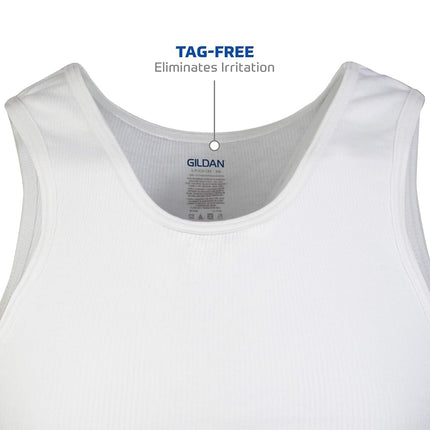 Gildan Men's A-Shirt Tanks, Multipack, Style G1104 Undershirt, White (Pack of 6), M