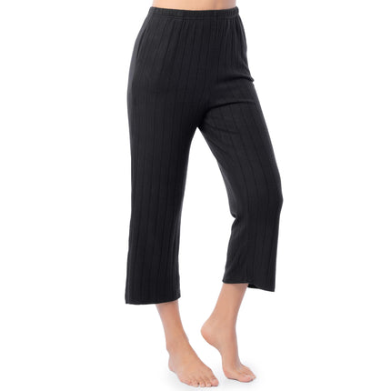 Fruit of the Loom womens Dolman Sleeve and Cropped Pant Sleep Set, Black, XL