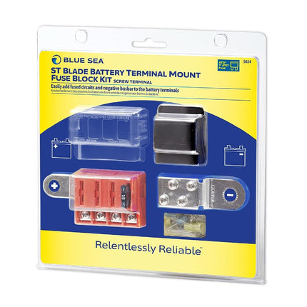 Kit de 4 circuitos para bloque de fusibles de cuchilla ST Blue Sea Systems 5024 con montaje en terminal de batería