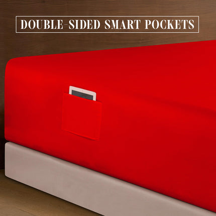Elegant Comfort 4-Piece Bed Sheet Set - Luxury Bedding 1500 Premium Hotel Quality Microfiber, All Around Elastic 18-24 Inches Deep Fitted Sheet- Extra Deep Pocket Sheets, King, Red