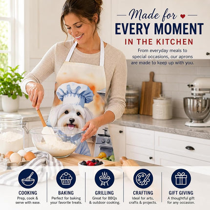 Caroline's Treasures Coton de Tulear The Chef Apron Cooking Kitchen Server Baking Crafts Gardening for Adult Women Men, Unisex, Large, Multicolor