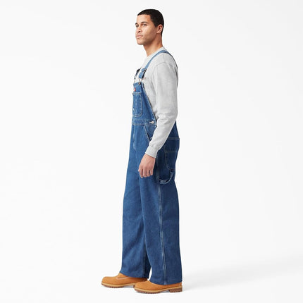 Dickies Men's Denim Bib Overall, Stone Washed Indigo Blue, 38x34