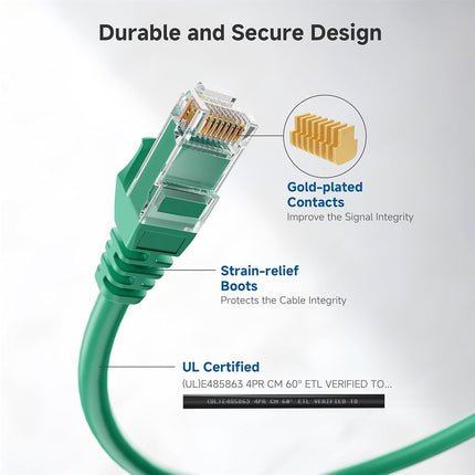 Cable Matters 5-Pack Snagless Cat6 Ethernet Cable (Cat6 Cable/Cat 6 Cable) in Green 10 Feet - Available 1FT - 150FT in Length