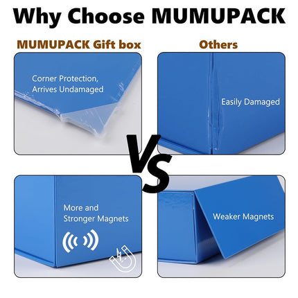 MUMUPACK Blue Gift Box,16x14x5.3 Large Gift Boxes With Lids For Presents Includes Ribbon And Diy Printable Sticker Paper,Bridesmaid Proposal Box,Magnetic Gift Box For Birthday,Wedding,Graduation