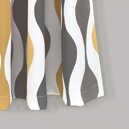 Lush Decor Mid Century Geo Room Darkening Window Curtain Panel Pair, 52" W x 63" L, Gold & Gray