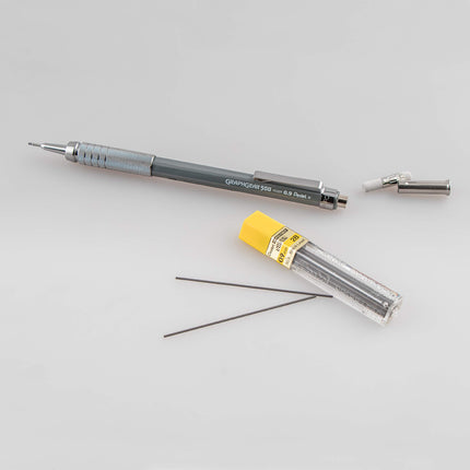 Portaminas Pentel Graph Gear 500 para dibujo técnico, 0.9mm, cuerpo gris, (PG529BP) de Pentel