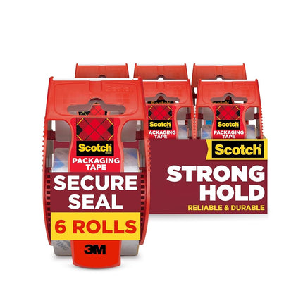 Scotch Secure Seal Packing Tape, Ultra Clear, Reliable and Durable Seal, 1.88 in x 800 in., 6 Packaging Rolls with Dispensers