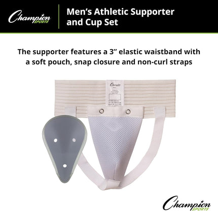Protector atlético y copa Champion Sports 10CSXL para hombre, blanco, talla extragrande