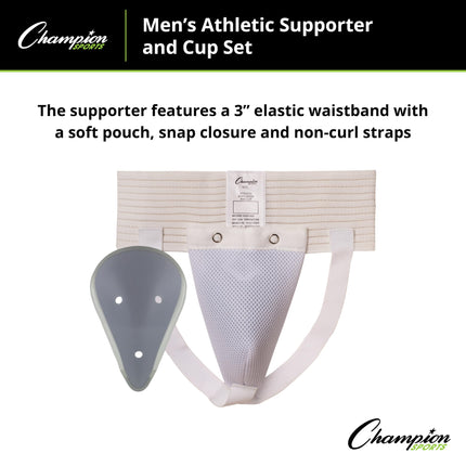 Champion Sports 10CSMD Men's Cup and Athletic Supporter, White, Medium