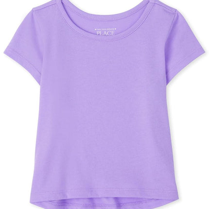 Camiseta básica de capas alta-baja para bebés y niñas de The Children's Place, violeta neón lacrosse, de 12 a 18 meses