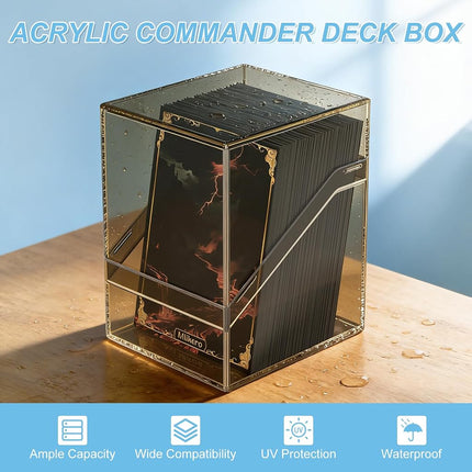 Mlikero Card Deck Boxes, Set of 6 Acrylic Commander Deck Boxes Holds 100+ Cards with Sleeve with 6 Dividers, Ideal Heavy Duty Card Storage Box