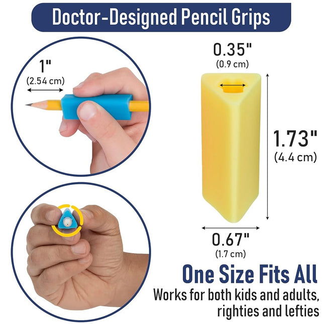 The Pencil Grip The Classics 12-Pack Triangle Pencil Grips, Assorted Bright Colors, 1.75-Inch Long (TPG-16212)