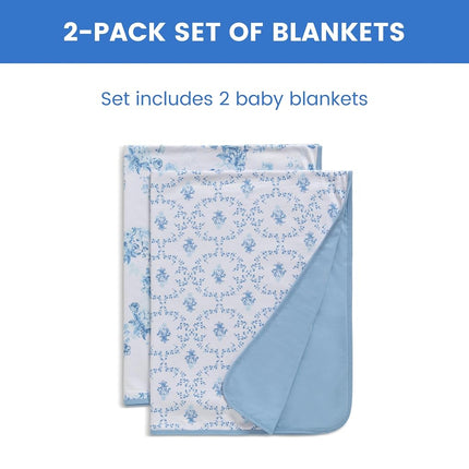 Delta Children 100% Organic Jersey Cotton Baby Receiving Blankets for Girls and Boys � 30x40 Inches - GOTS Certified (Pack of 2), Blue Botanicals