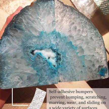 AMOYSTONE Decorative Bookends Agate Polished Art Book end Dyed Teal Small(1 Pairs, 2-3 LBS)
