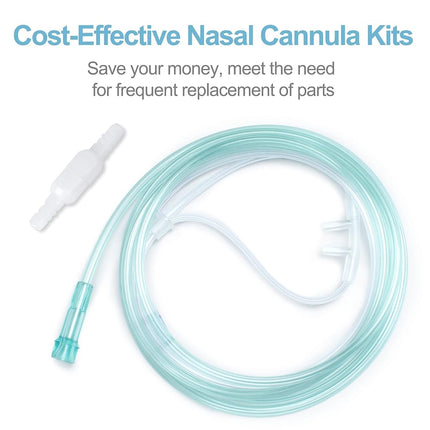 10 Packs Adult Soft Nasal Cannula for Oxygen Concentrator, 7 FT Cannula Nasal Tubing for Oxygen, Included 5PCS Nasal Cannula Oxygen Tubing and 5PCS Oxygen Tubing Connectors - Standard Connector