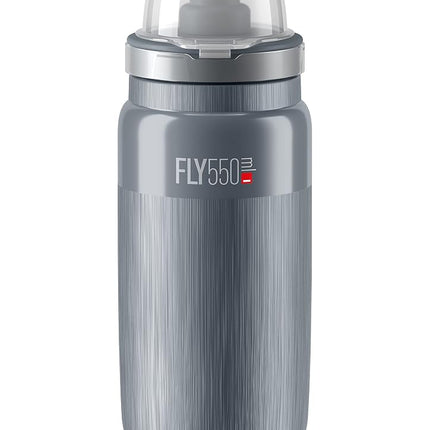 ELITE Fly MTB Water Bottle Grey � Ultra Lightweight Mountain Bike Cycling Bottle with Dust Cap � 550ml � For Trail Riding, XC & Enduro