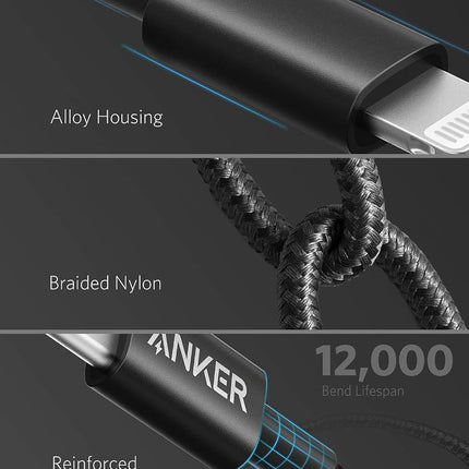 Anker New Nylon USB-C to Lightning Cable, 331 Cable, Fast Charging Cord (6ft, MFi Certified) for iPhone 13 13 Pro 12 Pro Max 12 11 X XS XR 8 Plus, AirPods Pro, Supports Power Delivery (Black)