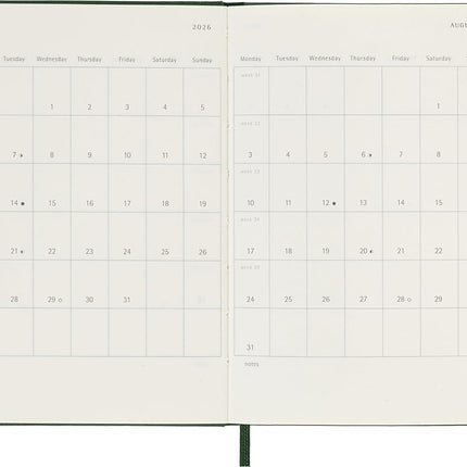 Moleskine Classic 12 Month 2026 Weekly Planner, Hard Cover, Pocket (3.5" x 5.5"), Myrtle Green, 144 pages
