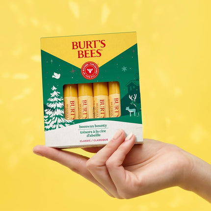 Burt's Bees Christmas Lip Balm Gift Set, Moisturising Lip Balm Multipack with Beeswax and Vitamin E, Classic Bounty, 4x4.25g