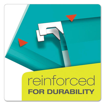 Pendaflex Hanging Folder, Aqua, 1/5 Tab, Letter, 25 Box, 4152 1/5 AQU