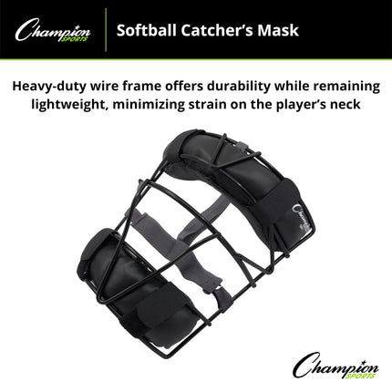 Champion Sports SM1 Softball Catcher's Mask, Black