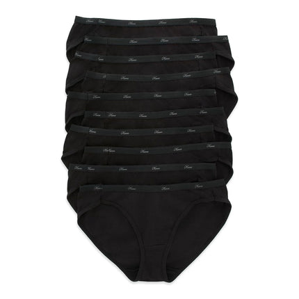 Culottes bikini en coton Hanes pour femme, paquet de 10, noir, petite taille