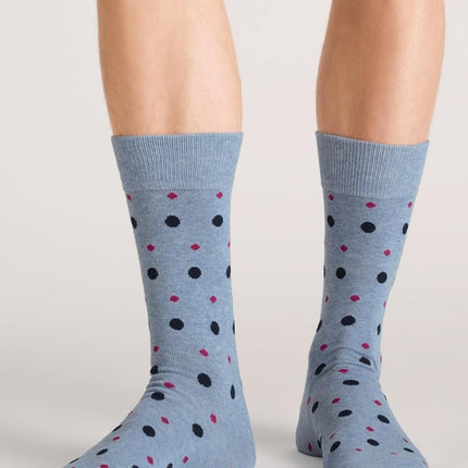 Ted Baker Men's 3 Pack Pattern Crew Dress Socks, Lt Denim Heather/Navy/Cashmere Blue, One Size