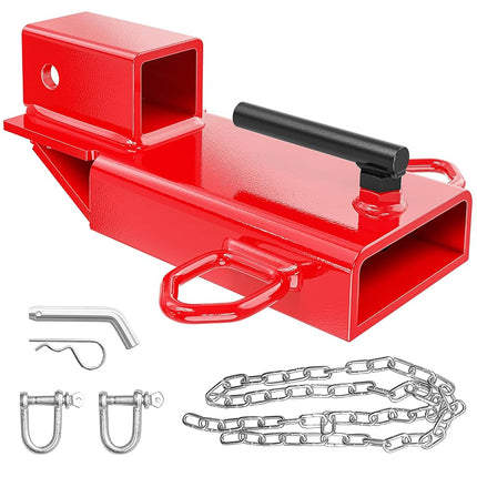 Nilight Forklift Trailer Hitch Attachment Fits 2 Inch Receiver Clamp on Pallet Fork Trailer Towing Adapter with Safety Chain & 5/8” Hitch Pin Clip Red