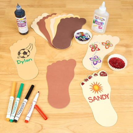 Colorations Colors Like Me Feet, Set of 24, 4 Colors, Glossy Cardstock Feet Shapes