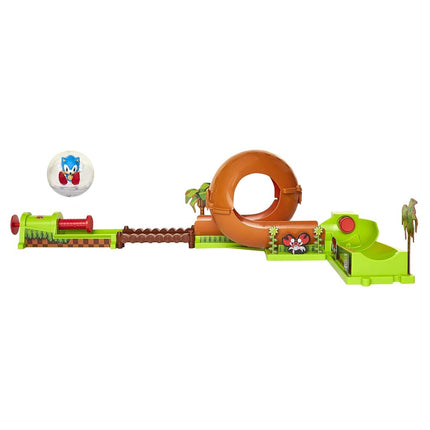 Sonic The Hedgehog Pinball Green Hill Zone Pinball Track Play Set |Looping Action & Automatic Bumper | 9Piece with Exclusive Sonic Sphere Included