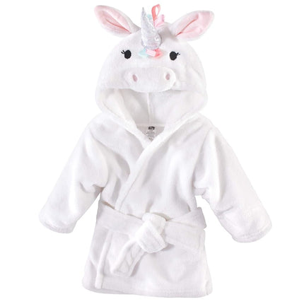 Hudson Baby Unisex Baby Plush Animal Face Robe, Rainbow Unicorn, One Size