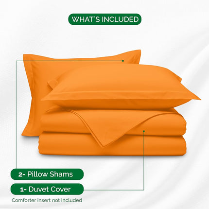 Elegant Comfort Luxury 3-Piece Duvet Cover Set - 1500 Premium Hotel Quality Microfiber Hotel Collection - Comforter Cover with Button Closure and Shams, King/California King, Orange